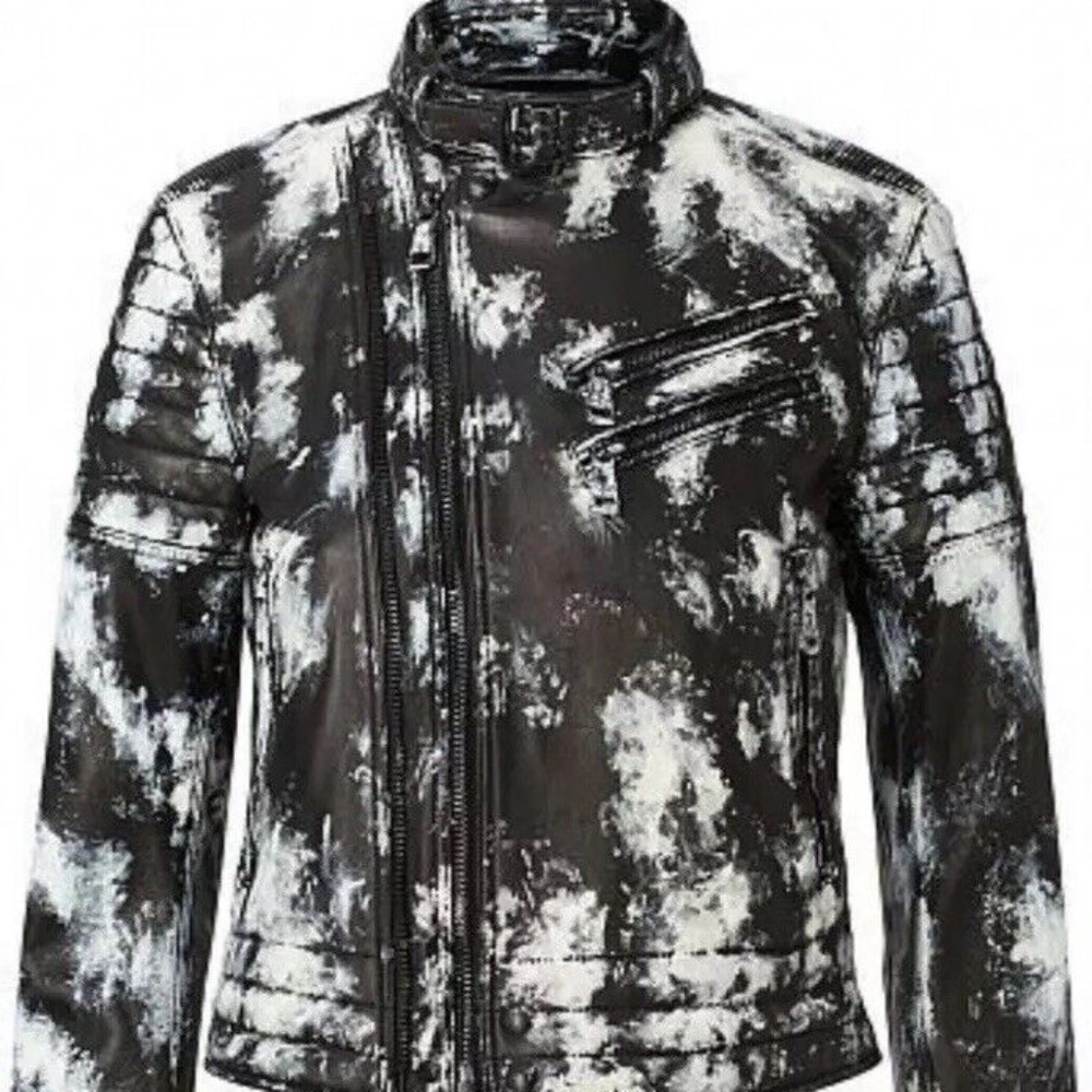 $1498 Polo Ralph Lauren Small Tie Dye Leather Jacket Painted Runway New